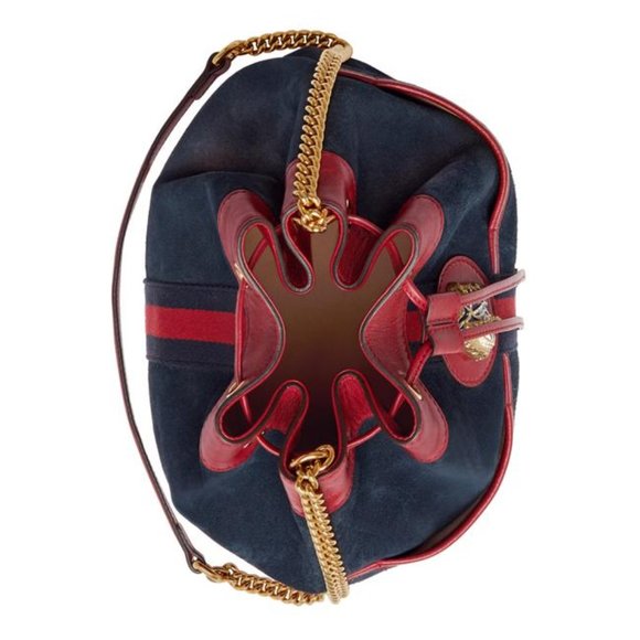 Gucci Bucket Rajah Medium Suede Hobo Bag in Blue NEW WITH DUST BAG - Picture 13 of 13